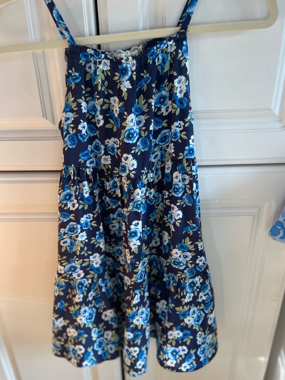 Navy Blue Floral Tiered Sundress Skirt